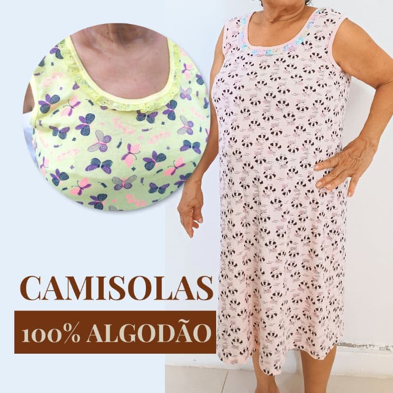 Camisolas Femininas 100% Algodão Adulto | Leve e Fresco | Tecido Confortável