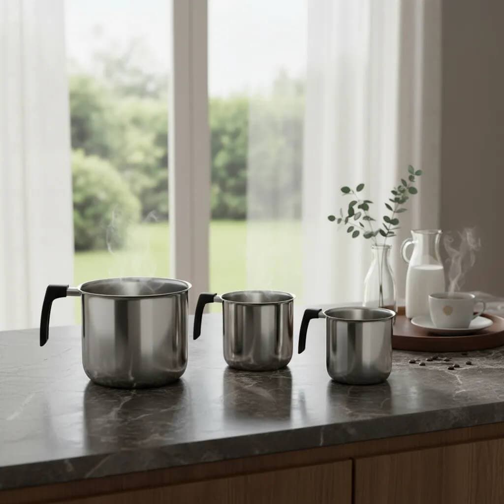 jogo canecao leiteira fervedor cafe leite aluminio polido cabo baquelite e suas variações