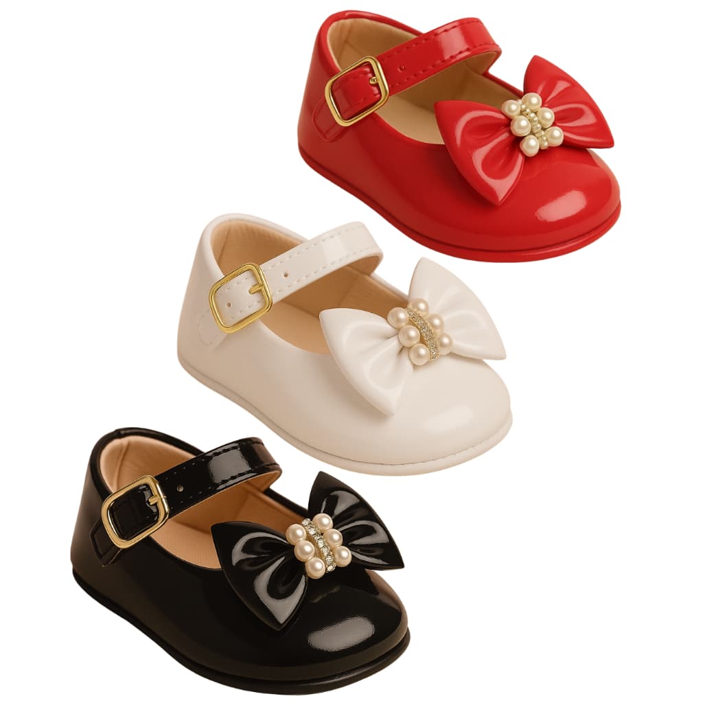 Kit 3 Pares Sapatilha Bebê do 14 ao 19 Menina Verniz Confortável Maleável Estilo Boneca
