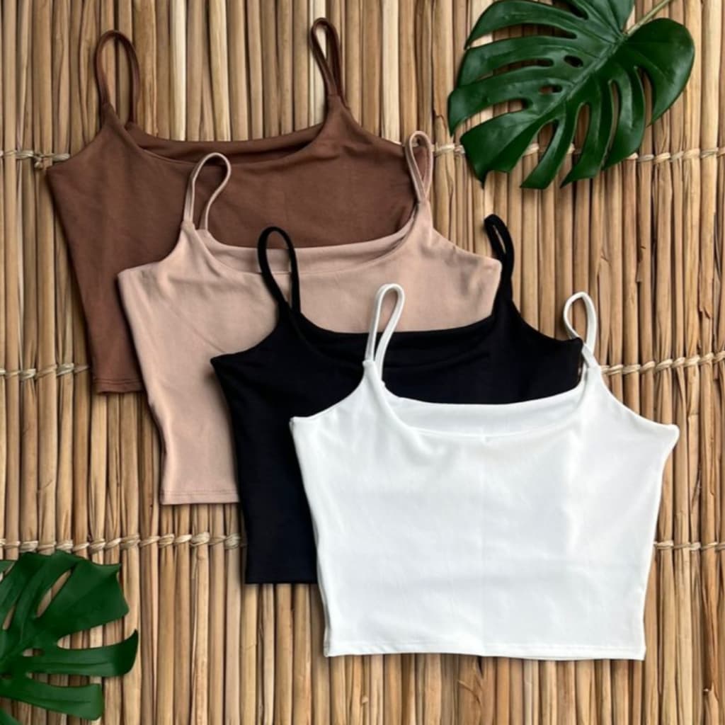 Kit 4 Cropped Suplex Feminino Alça Fina Blogueira Croped Top Faixa Academia Simples Verão Praia