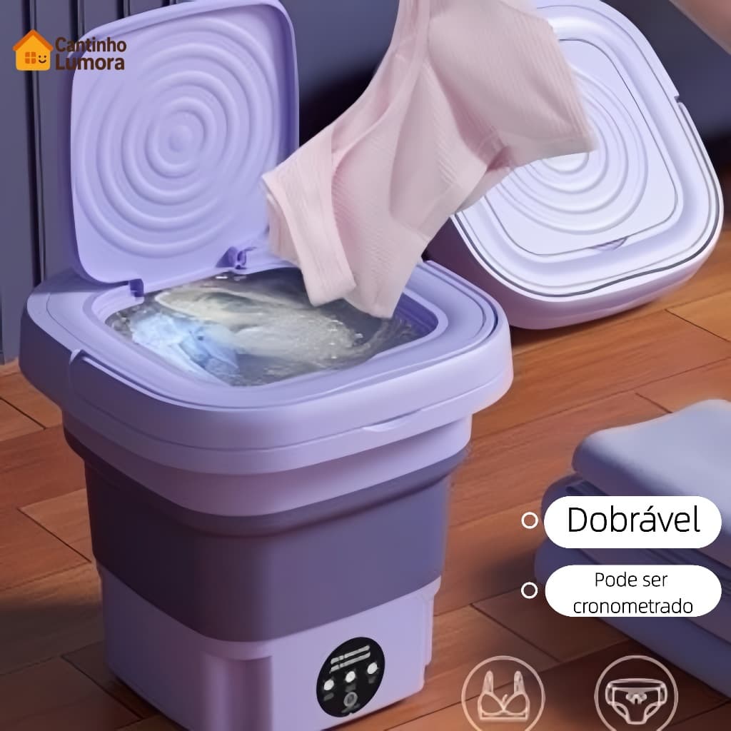 Mini máquina de lavar roupa dobrável portátil moderna automática roupa viagem bivolt
