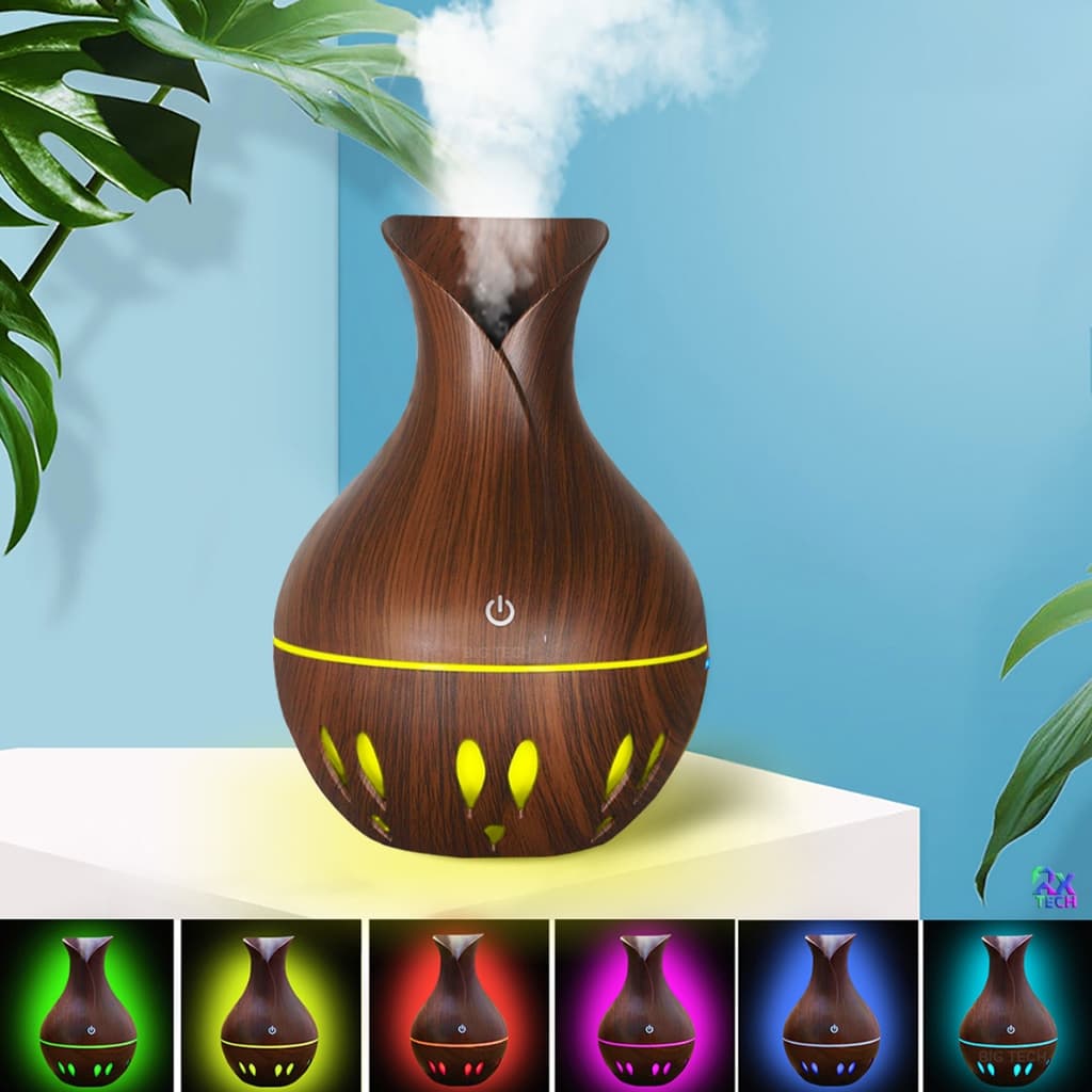 Umidificador E Difusor Aromatizador Grande De Ambiente Purificador De Ar Portátil Usb Vem Com 7 Cores De Luzes