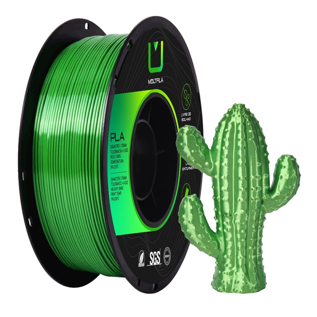 Filamento PLA Silk Verde Metalizado Impressora 3D 1kg Multfila