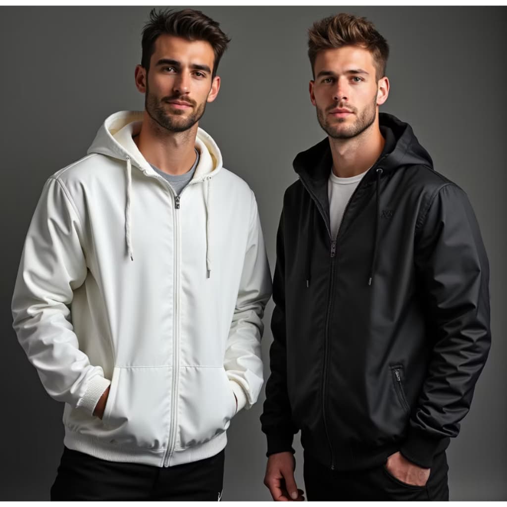 JAQUETA MASCULINA COM CAPUZ E ZIPER BOLÇO LATERAL E CORDÃO DE REGULAGEM