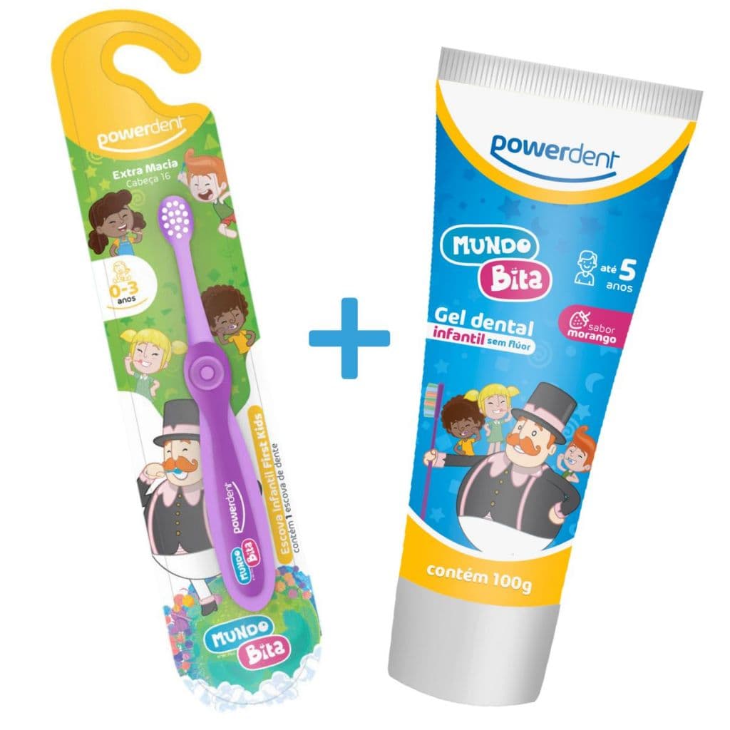 Kit 1 Escova de Dente Infantil +1 Gel Dental Mundo Bita
