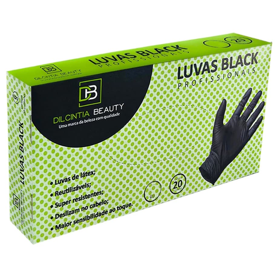 Luva Black Látex Profissional Reutilizável com Proteção Química 20 Unidades | Dilcintia