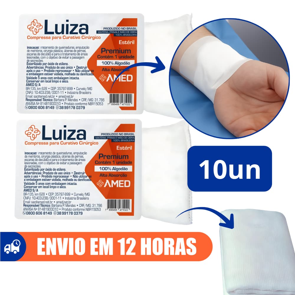 10un Compressa Para Curativo Cirúrgico 10x15cm 10x30cm Amed
