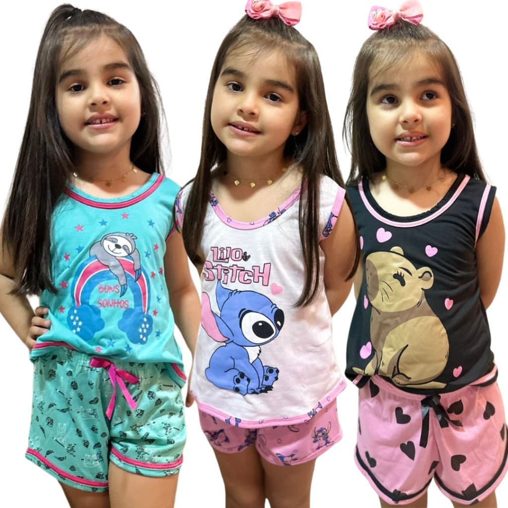 Baby Doll Infantil Regata / Pijama de Menina / Short Doll Feminino