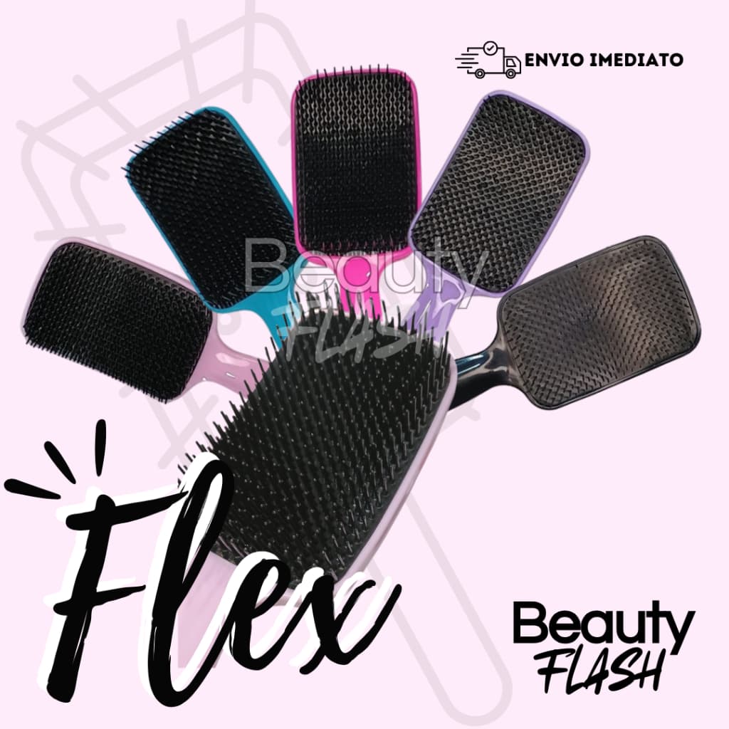 Escova de Cabelo Raquete Flex Fashion Curva para Desembaraçar Cabelos Mágica Cores Aleatórias Hair