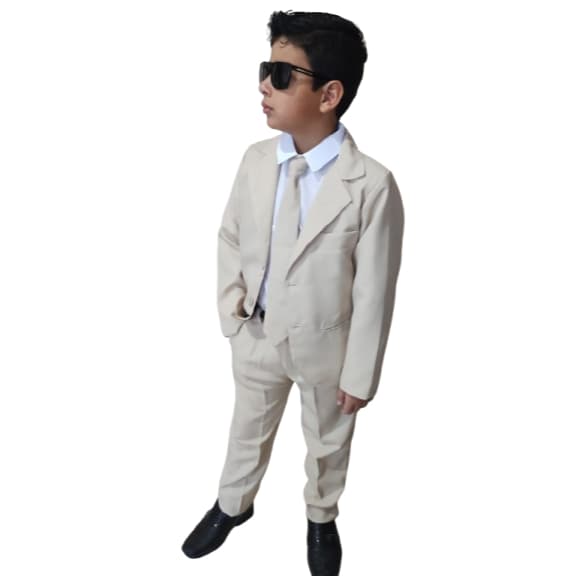 Terno Infantil Social - Kit 5 Peças - Paletó, Calça, Camisa, Gravata e Cinto