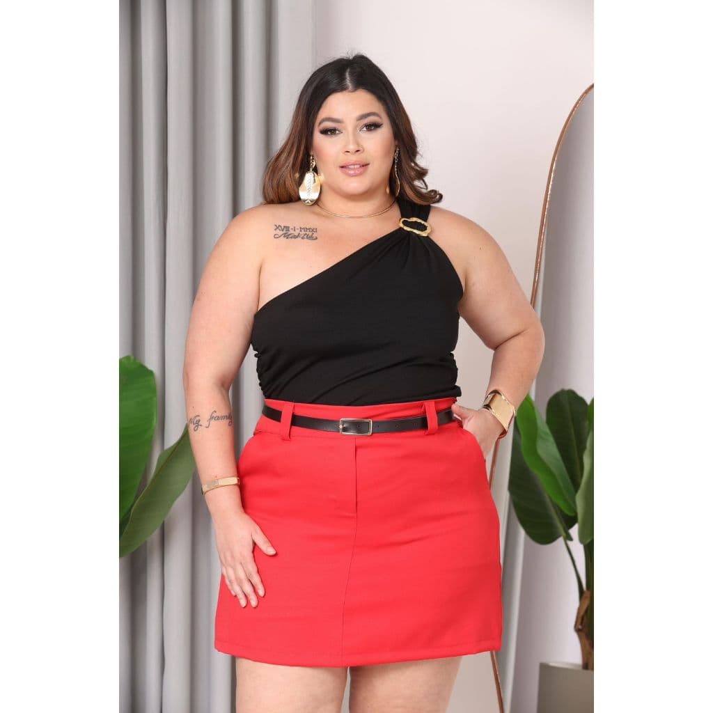 Short Saia Em Alfaiataria Plus Size Social Feminino Tamanho Grande GG ao G3