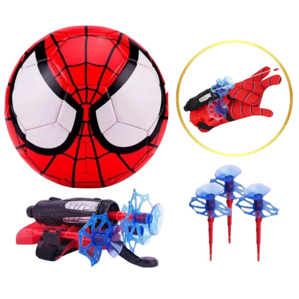 Kit Bola + Luva Lança Teia Homem Aranha Spiderman Futebol Infantil
