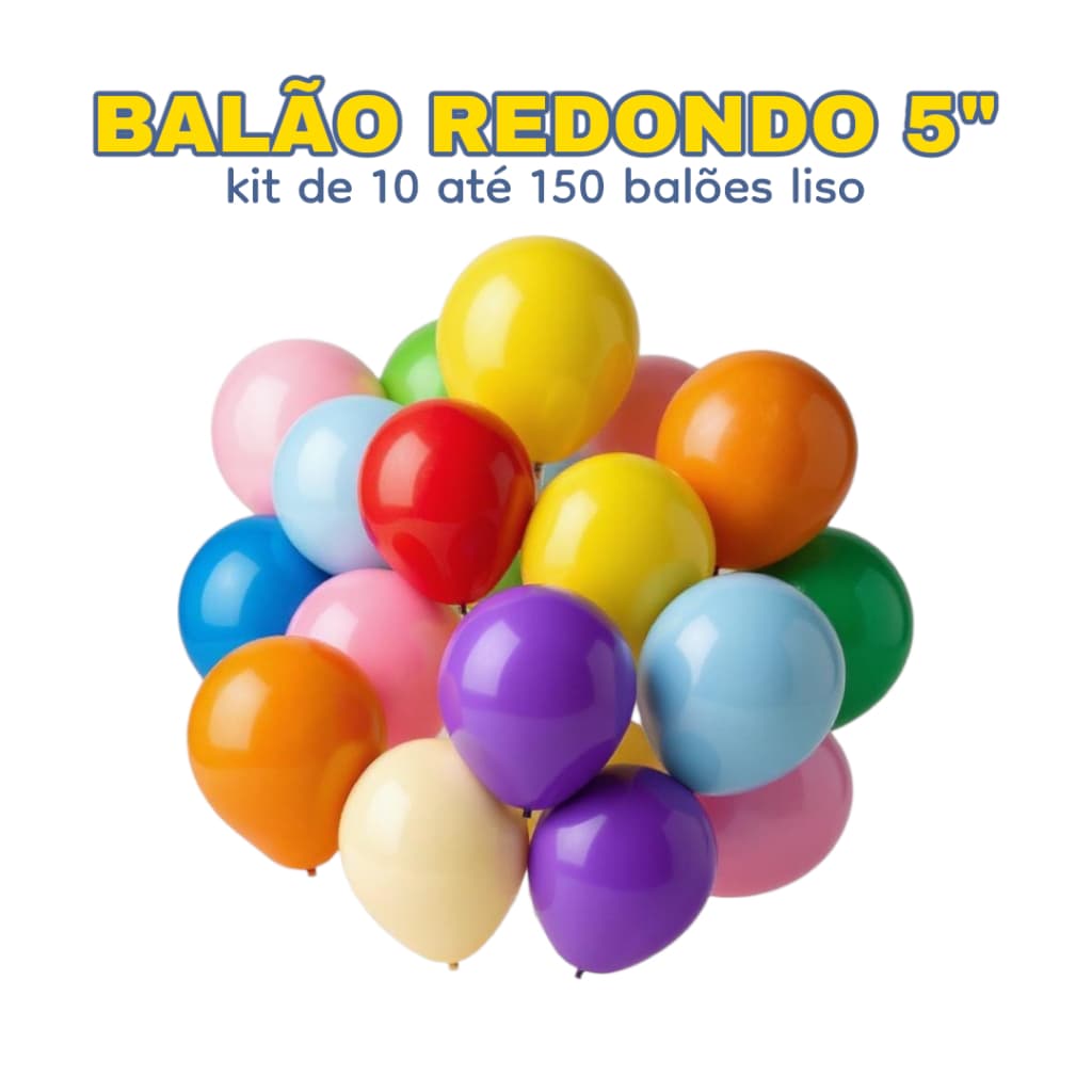 Balão Bexiga Redondo 5" Liso ArtLatex Profissional - Kits de 10, 50, 100 ou 150 Unidades