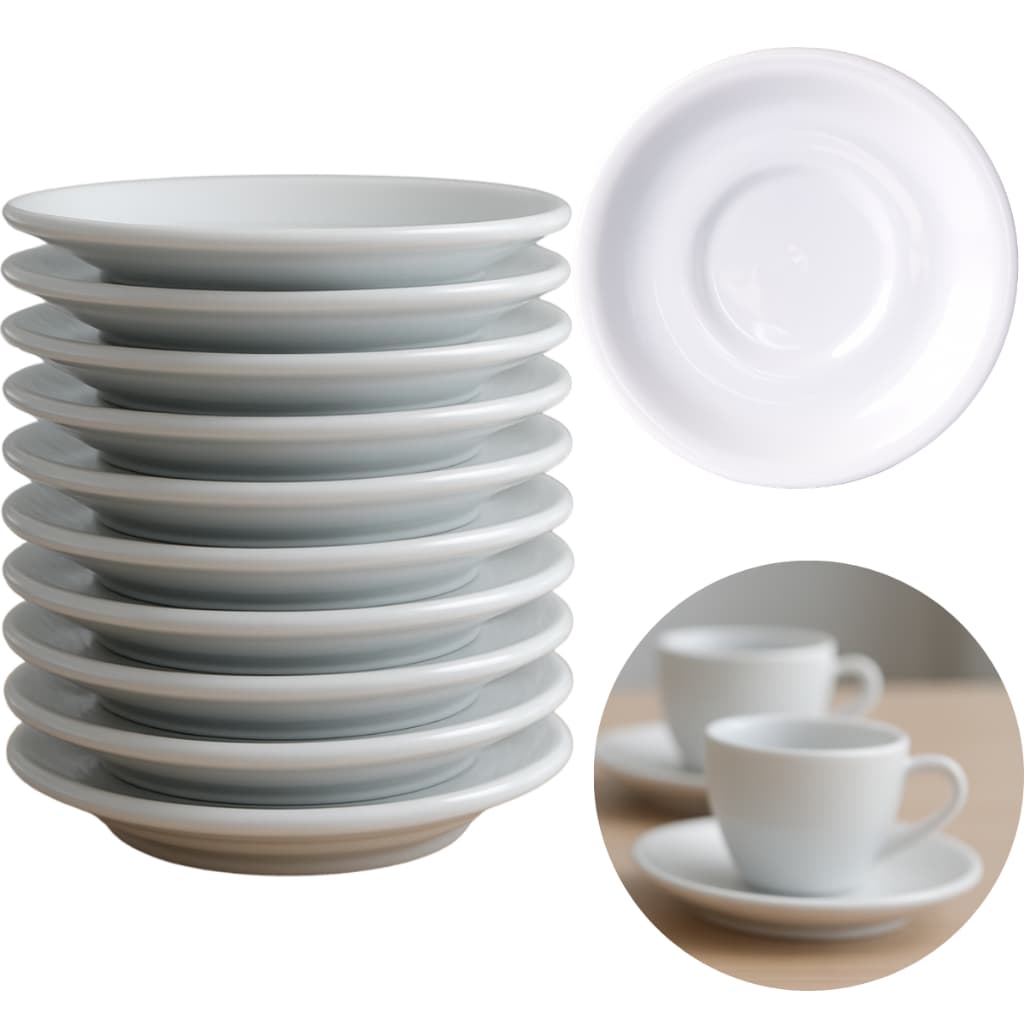 Jogo Pires 14cm Porcelana Branca Para Xicara Caneca Café Chá Servir Hotel Atacado