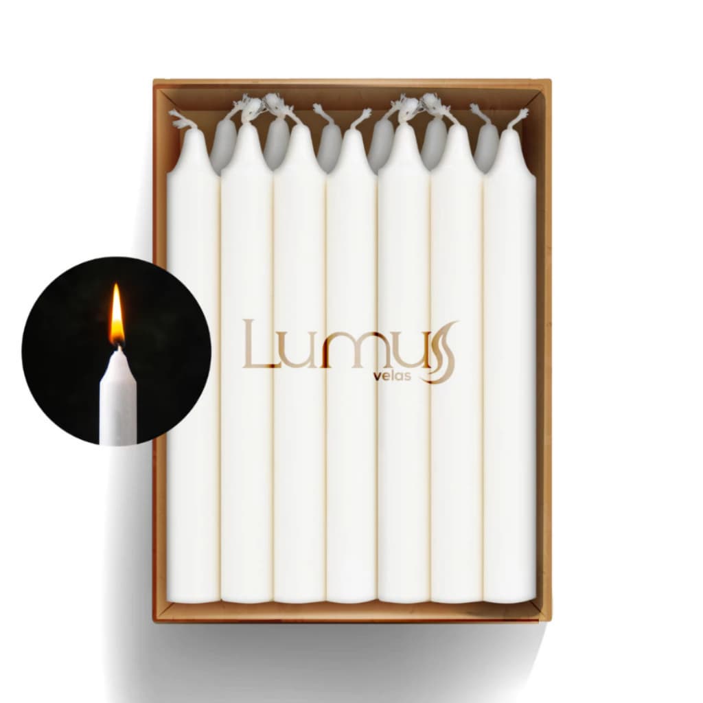Kit 50 Velas Palito Branca 12x1,5cm Parafina Pura - Lumus Velas