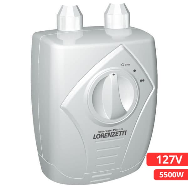 Aquecedor de Água Elétrico Versátil Lorenzetti 127V 5500W Branco Aquecimento Pia Cozinha Lavatório