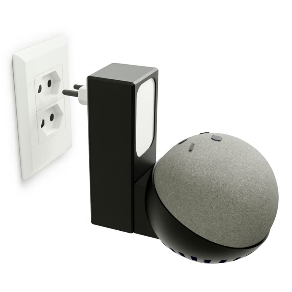 Suporte para Alexa Echo Dot 4 / 5 - Tomada Compartimento para Fios