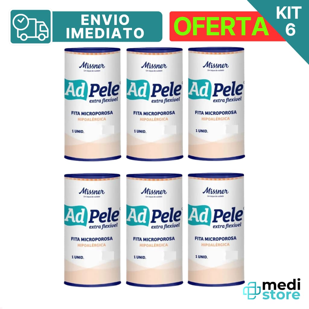 Kit com 6 - Fita Microporosa Hipoalérgica Branca 10cm x 4,5m ADPele - Envio Imediato