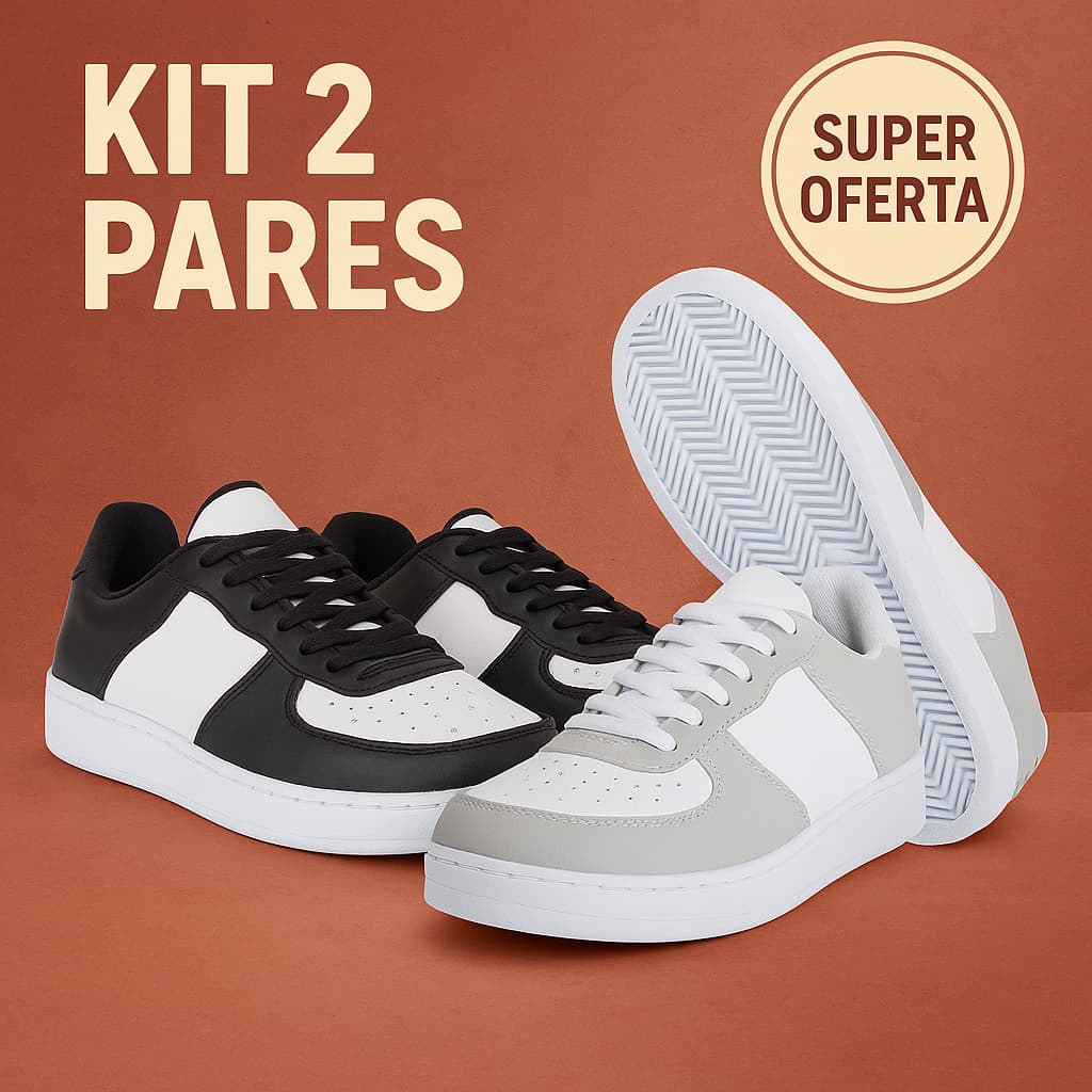 Kit 2 Pares Tênis Footwear Unissex Confortável e Seguro – 34 ao 43