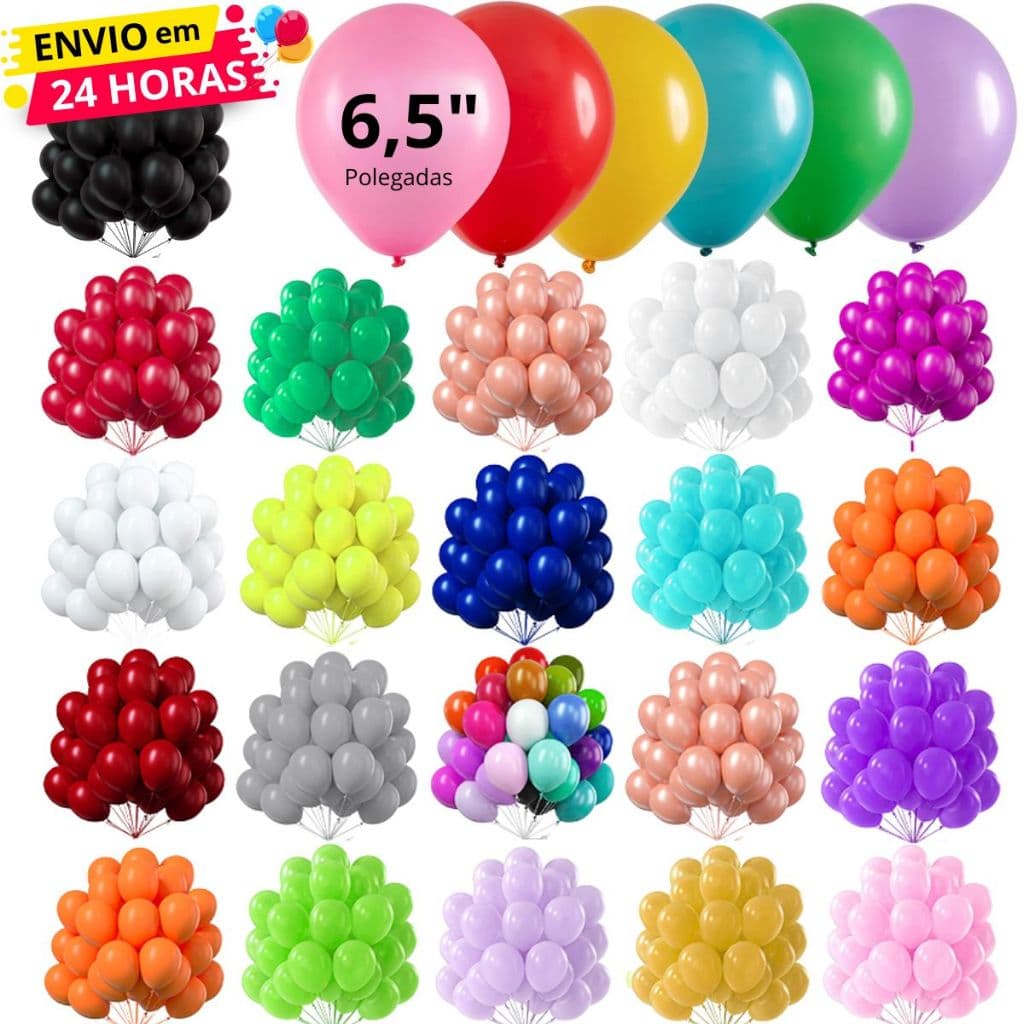 50~100 Balão Bexiga N 6,5 Latex Liso Decoração Festa Aniversário Eventos Várias Cores