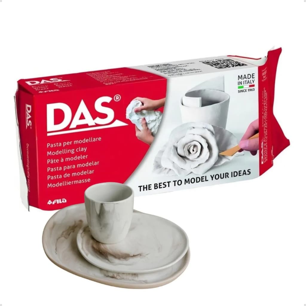 Pasta Das Para Modelar Cerâmica Fria Sem Forno 1kg Branco
