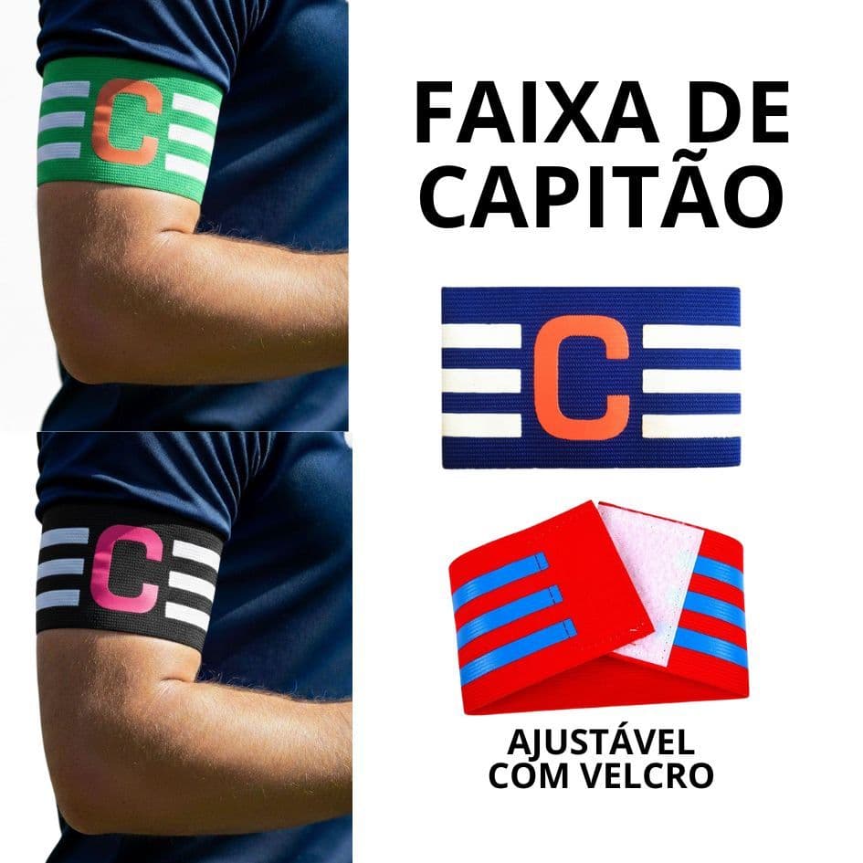Faixa de capitão Braçadeira Time de Futebol elástica Esporte - Escolha a cor