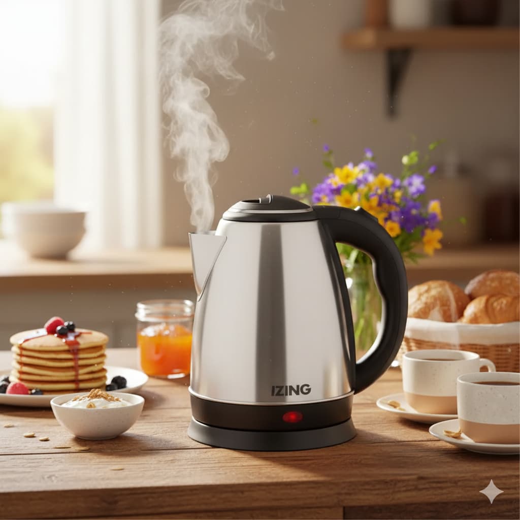 Chaleira Elétrica 1,8L Jarra Inox Ferve Rápido, Design Moderno Duravél, Desligamento automatico