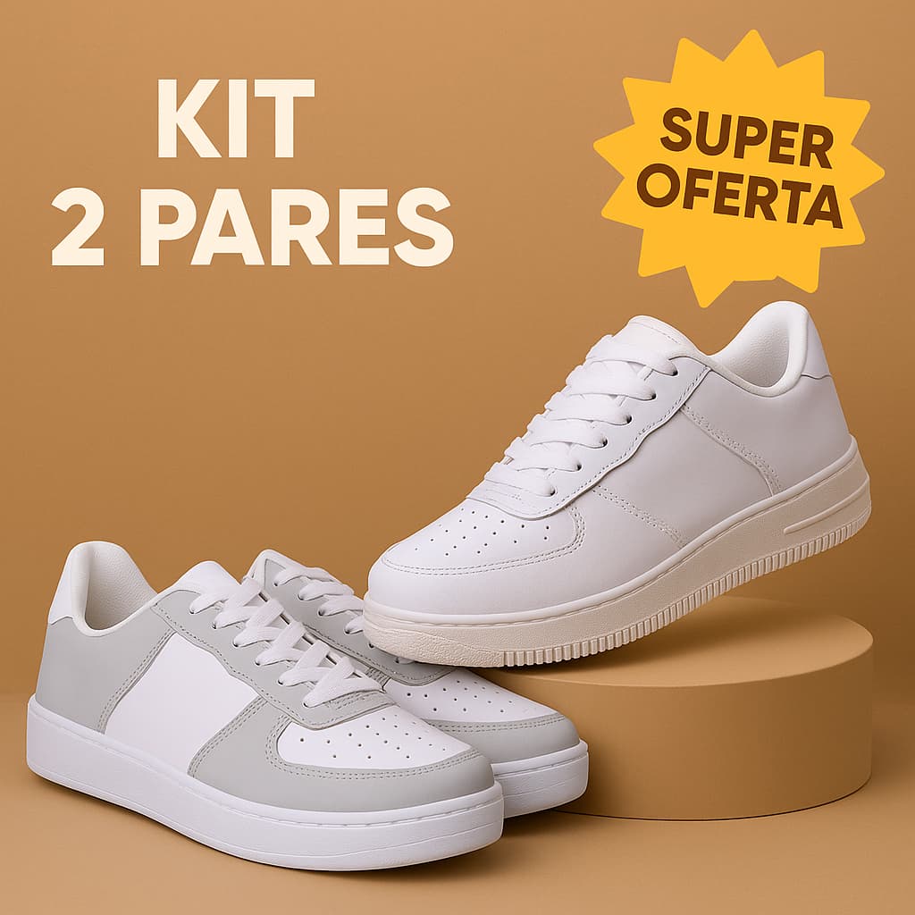 Kit 2 Pares Tênis Footwear Casual Unissex – Conforto e Estilo - Do 34 ao 43
