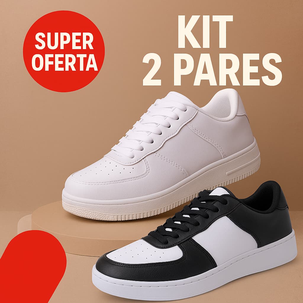 Kit 2 Pares de Tênis Unissex Footwear – Leve, Resistente e Moderno -- Do 34 Ao 43