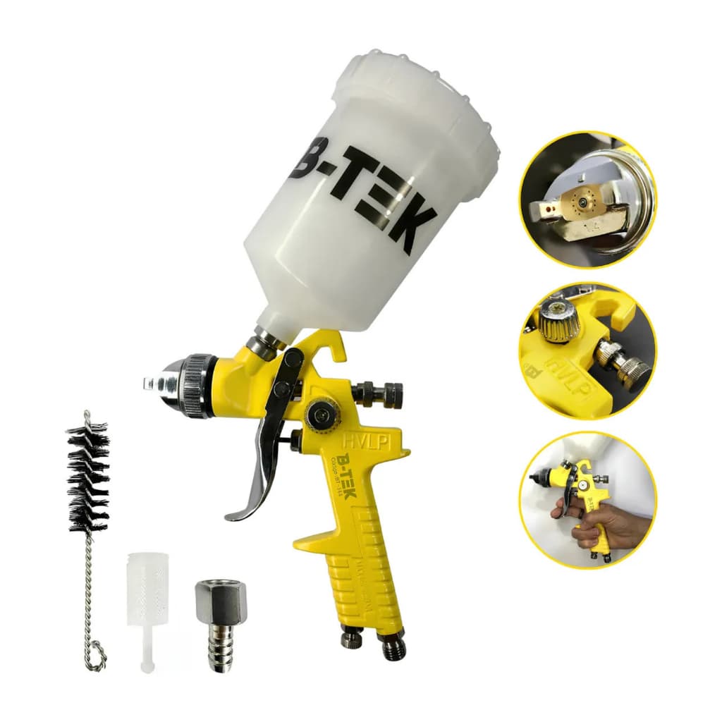 Pistola de Pintura Automotiva HVLP Profissional Bico 1.4mm 600ml