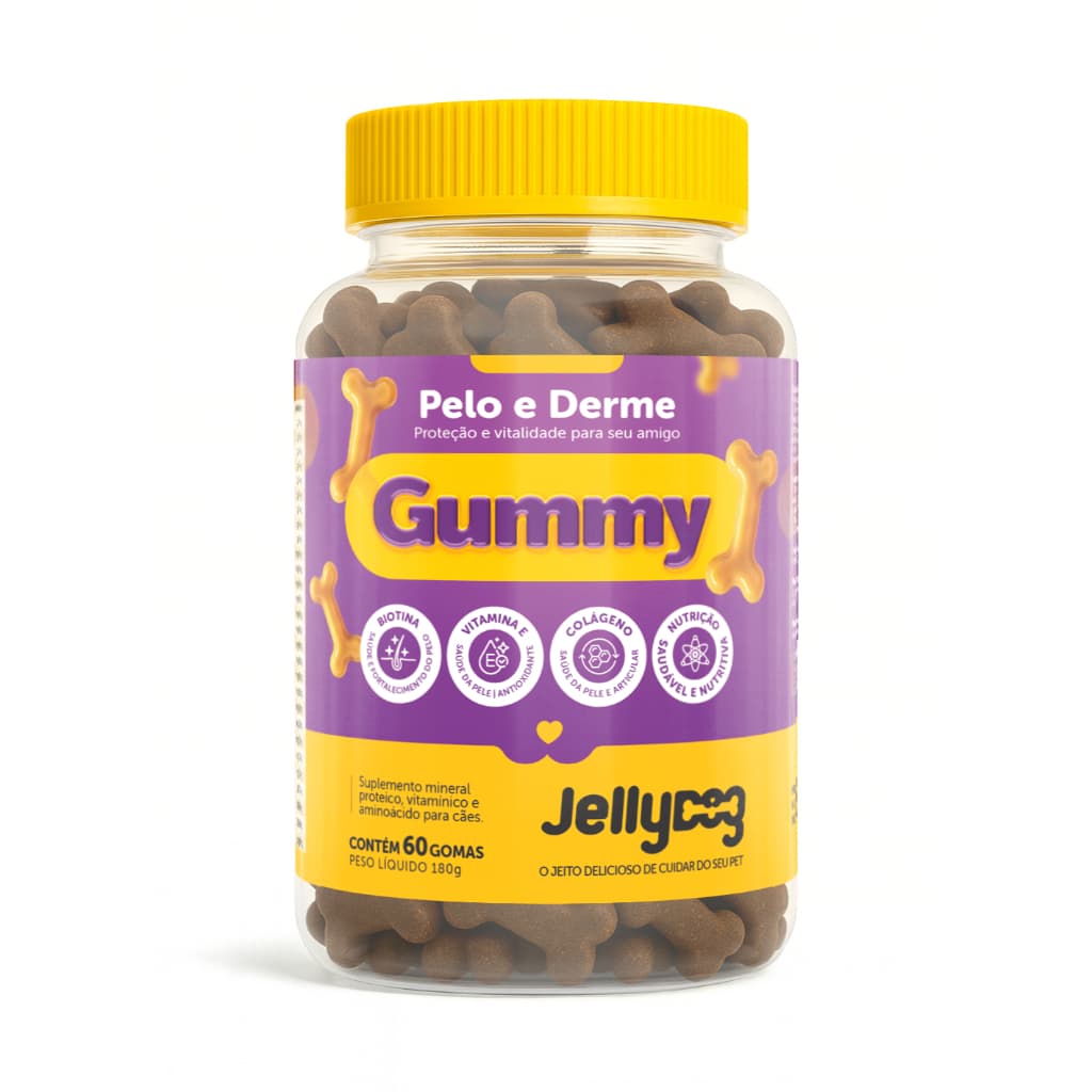 Suplemento Gummy Dermatológico Para Cachorro Diminui Coceira Lambedura Queda de Pelo