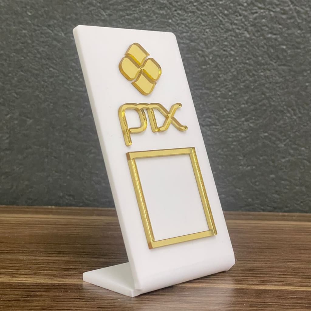 Placa PIX QR Code Display em Acrílico Pagamento Para Mesa Balcão Loja Salão