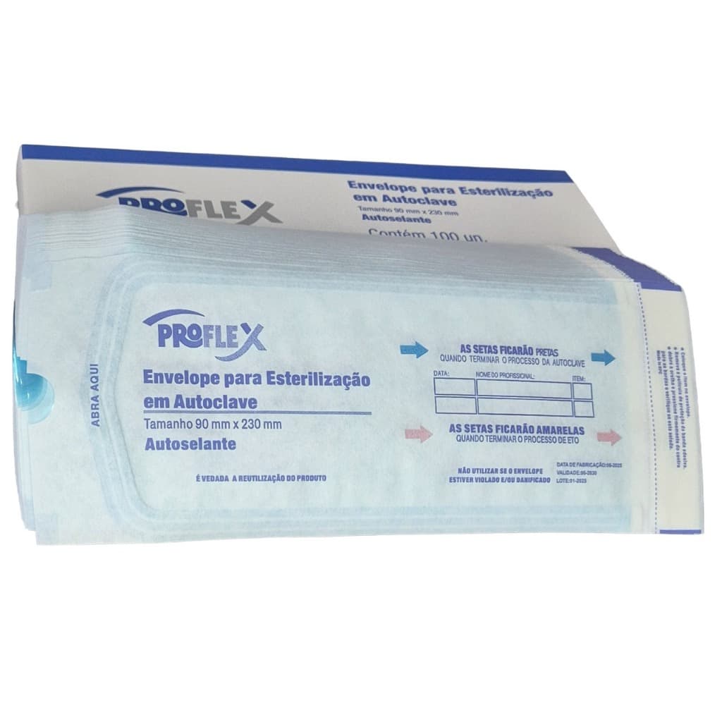 Envelope Auto selante esterilização 50 unidades autoclave