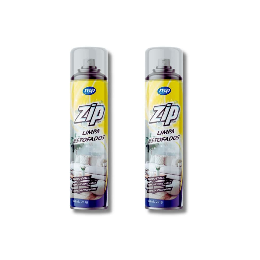Kit 2 Limpa Estofado Zip Spray 300ml – Remove Sujeira Sofá, Carro, Estofados e Colchão