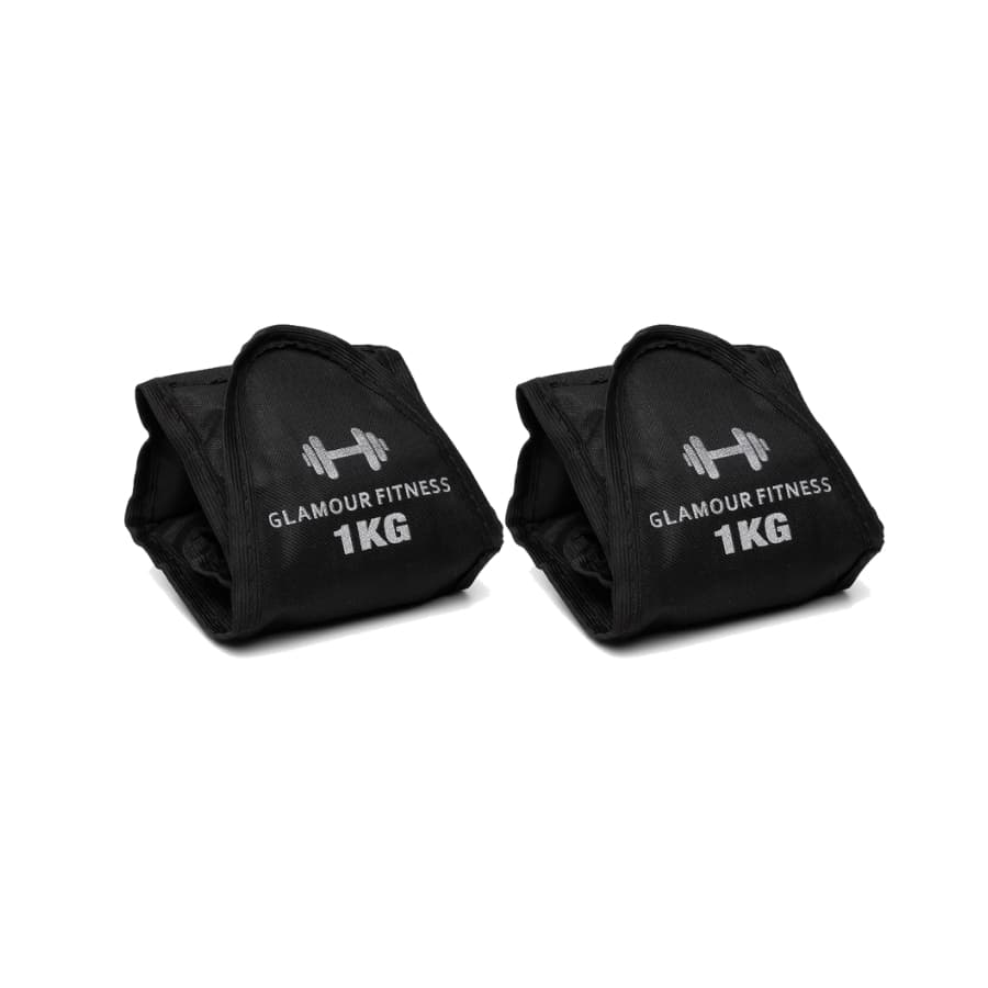 Glamour & Cia Par de Caneleira de 1,2,3,4,5 kg Preta Academia Musculação Fitness CrossFit