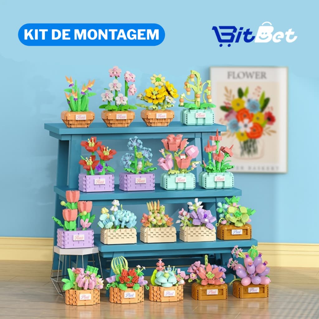 Kit de Montagem DIY Flores em Blocos – 9 Modelos de Arranjos Criativos Presente Decorativo Educativo BRQ-01~09
