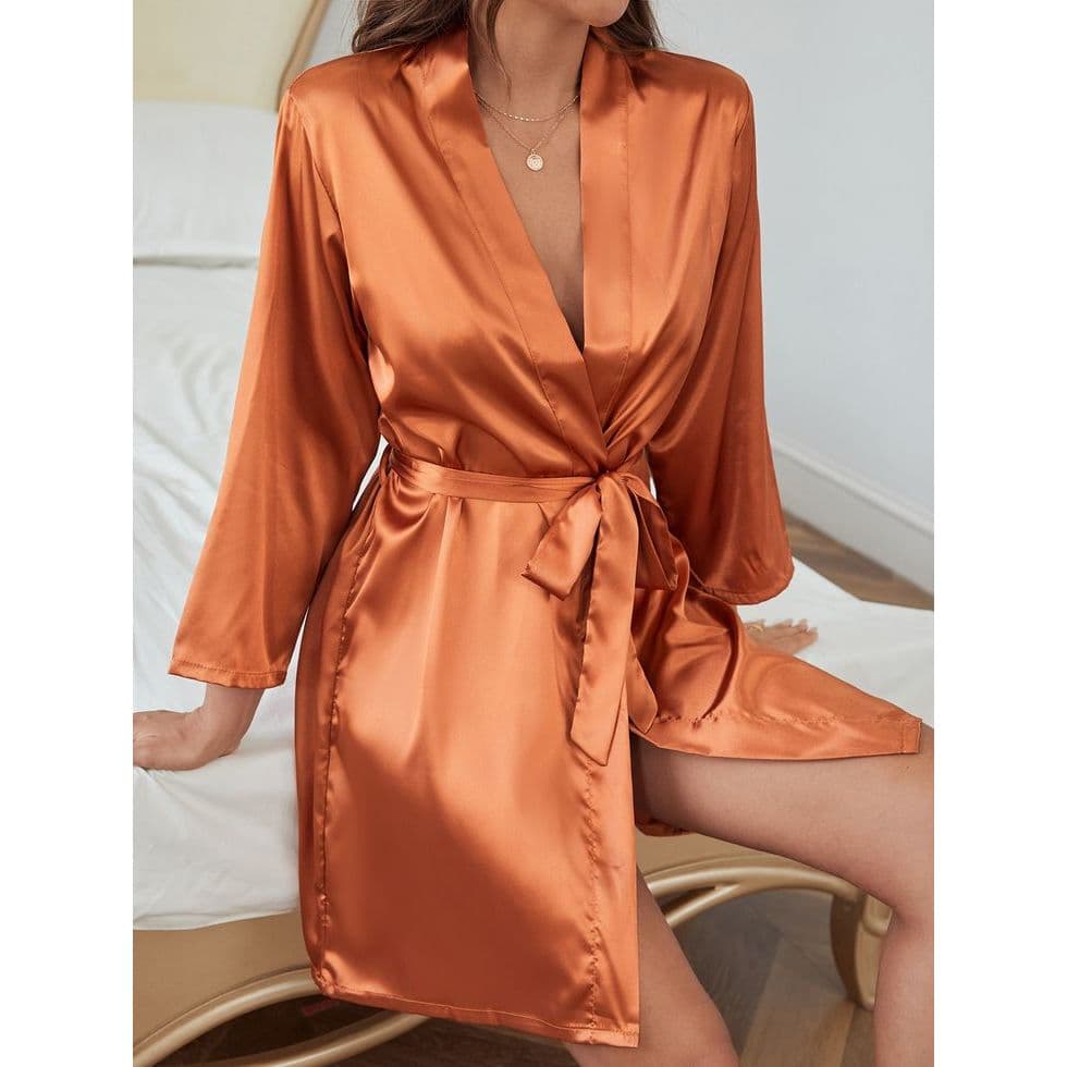 Hobby Cetim Terracota Madrinha - Elegante  Manga - Ideal Para Fotos