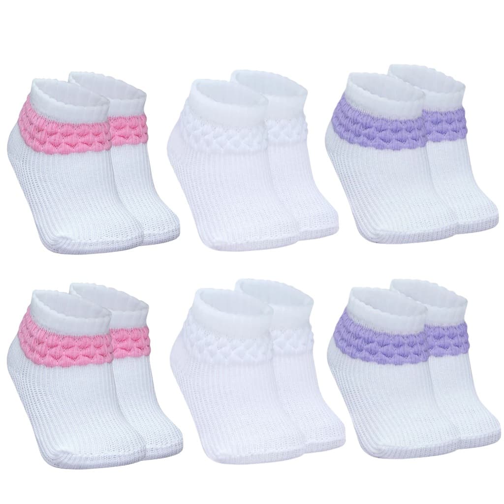Kit de Meias para Bebê Recém-Nascido Menino e Menina Branca Algodão