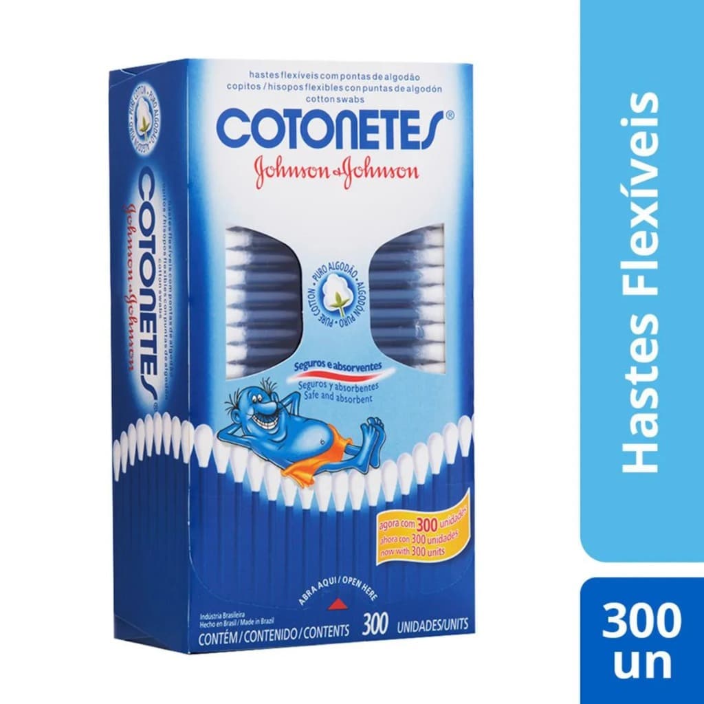 Hastes Flexíveis Cotonetes Johnson's Com 300 Unidades