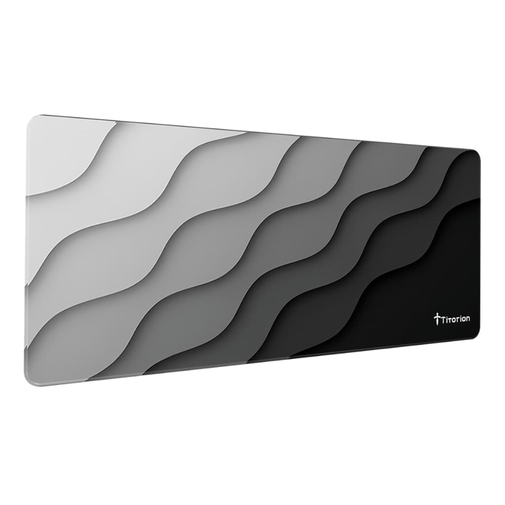 Mouse Pad Gamer Extra Grande 90x40 Deskpad Ergonômico Speed Preto Cinza Onda Degradê  Titorion