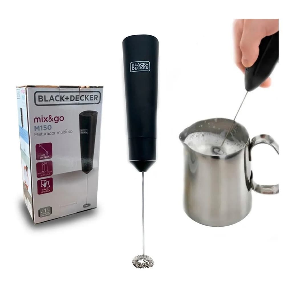 Mini Mixer Misturador Portatil Black Decker M150 Inox Pilha