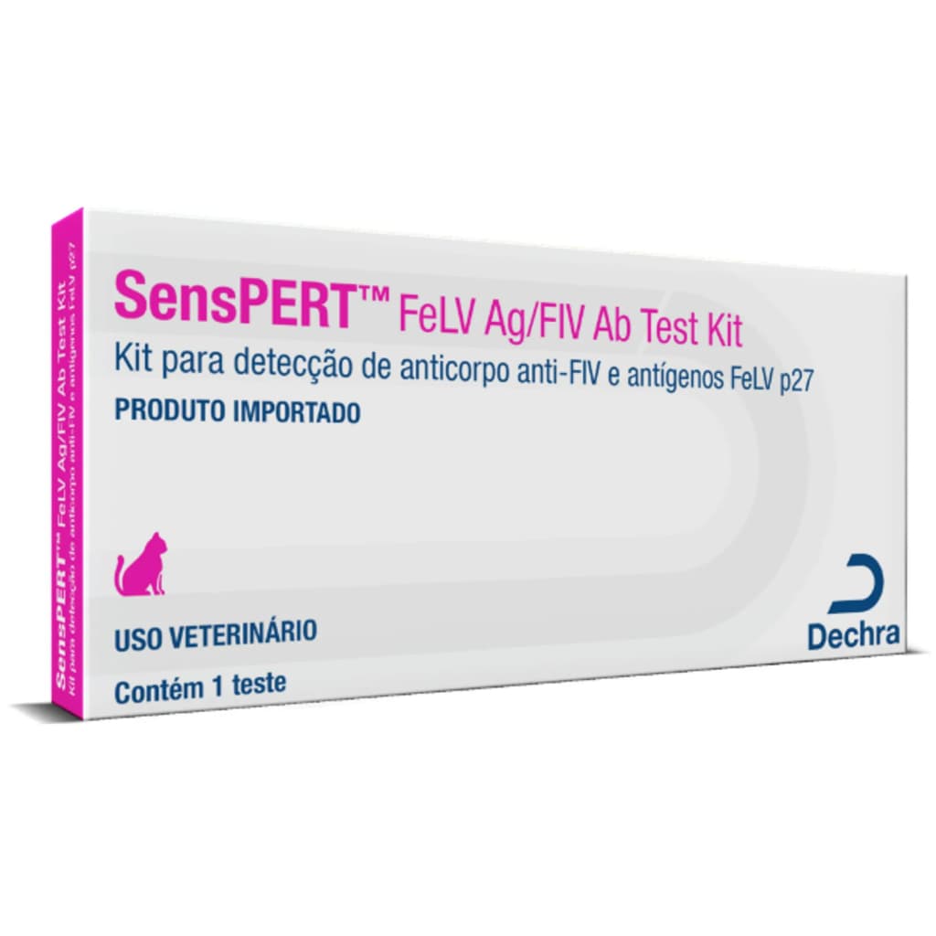 Teste Diagnóstico SensPERT FIV e FeLV Gatos - Dechra - Resultado Rápido, Ideal Para Triagem Clínica