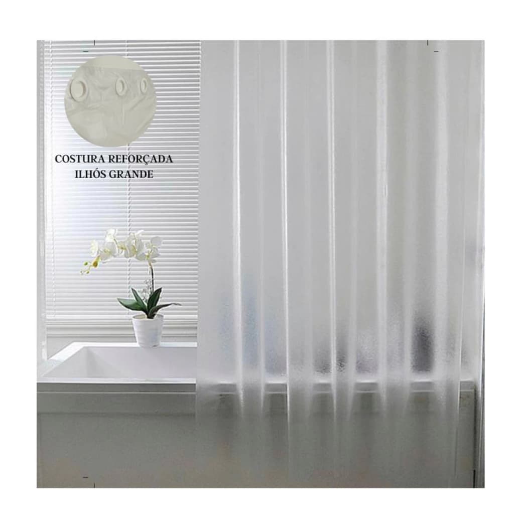 Cortina Box Banheiro Antimofo Fosca Flexível 1.40m × 2,00m