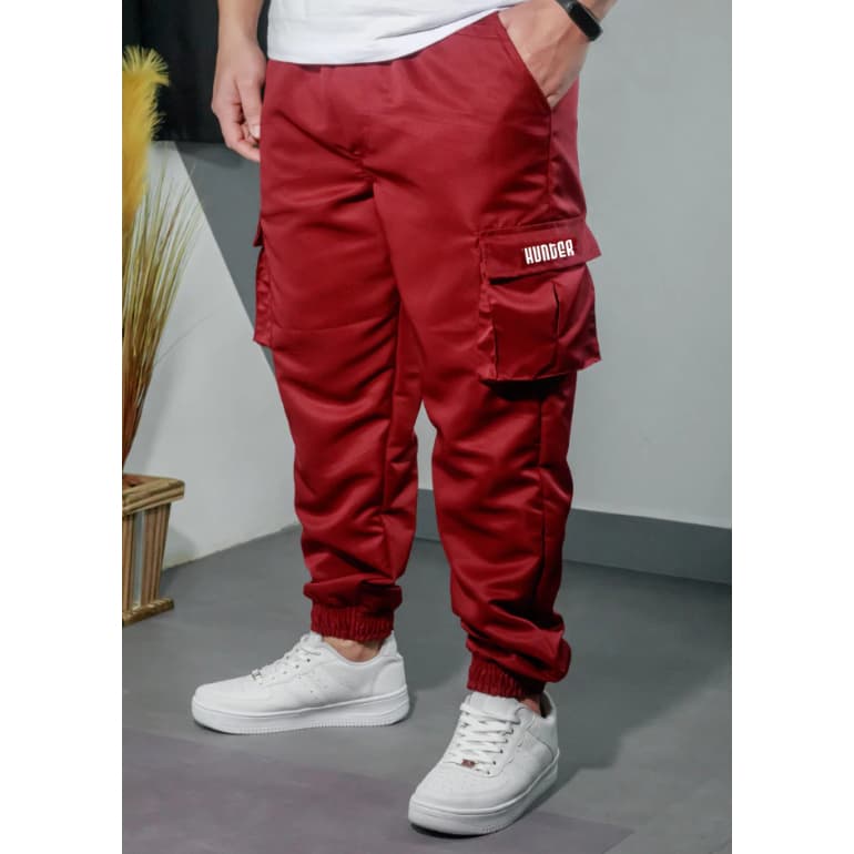 Calça Cargo Corta Vento Jogger Unisex Masculina Bordo Skate