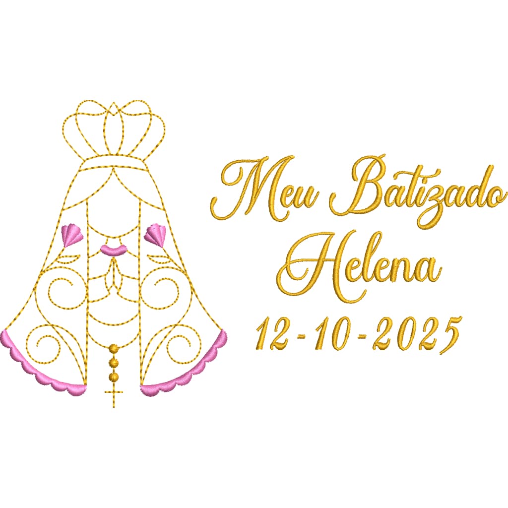 Toalha Batismo Nossa Senhora Com Nome e Data – Toalha Religiosa Batizado Bordada - Presente/Lembrancinha