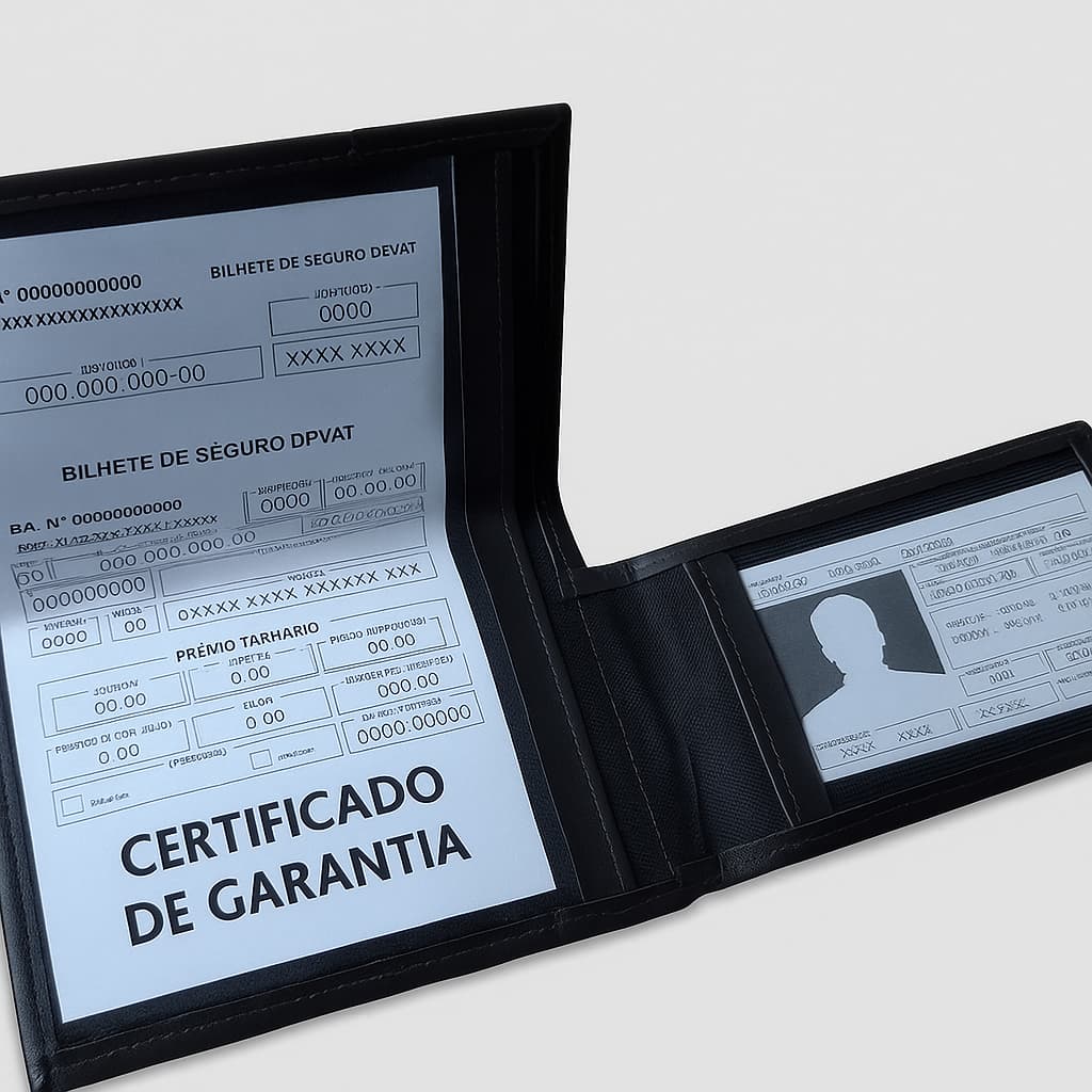 Porta Documento 2 abas Couro sintético.