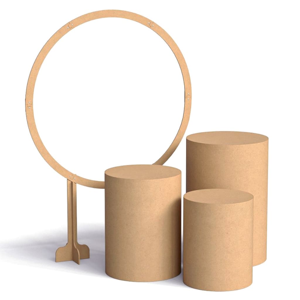 Trio De Cilindros Em MDF Cru P M G Painel Redondo Eventos Festas Aniversários Infantil