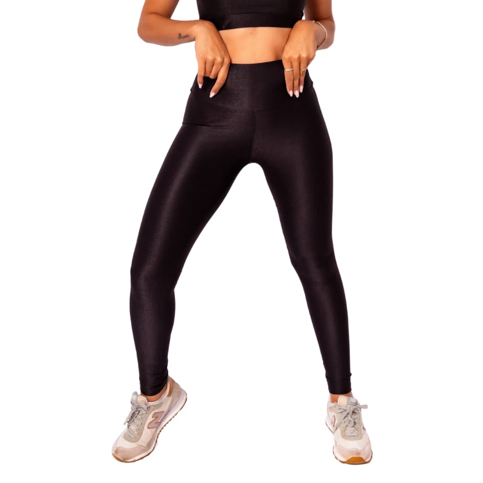 Legging Shine Cintura Alta Micro Canelada