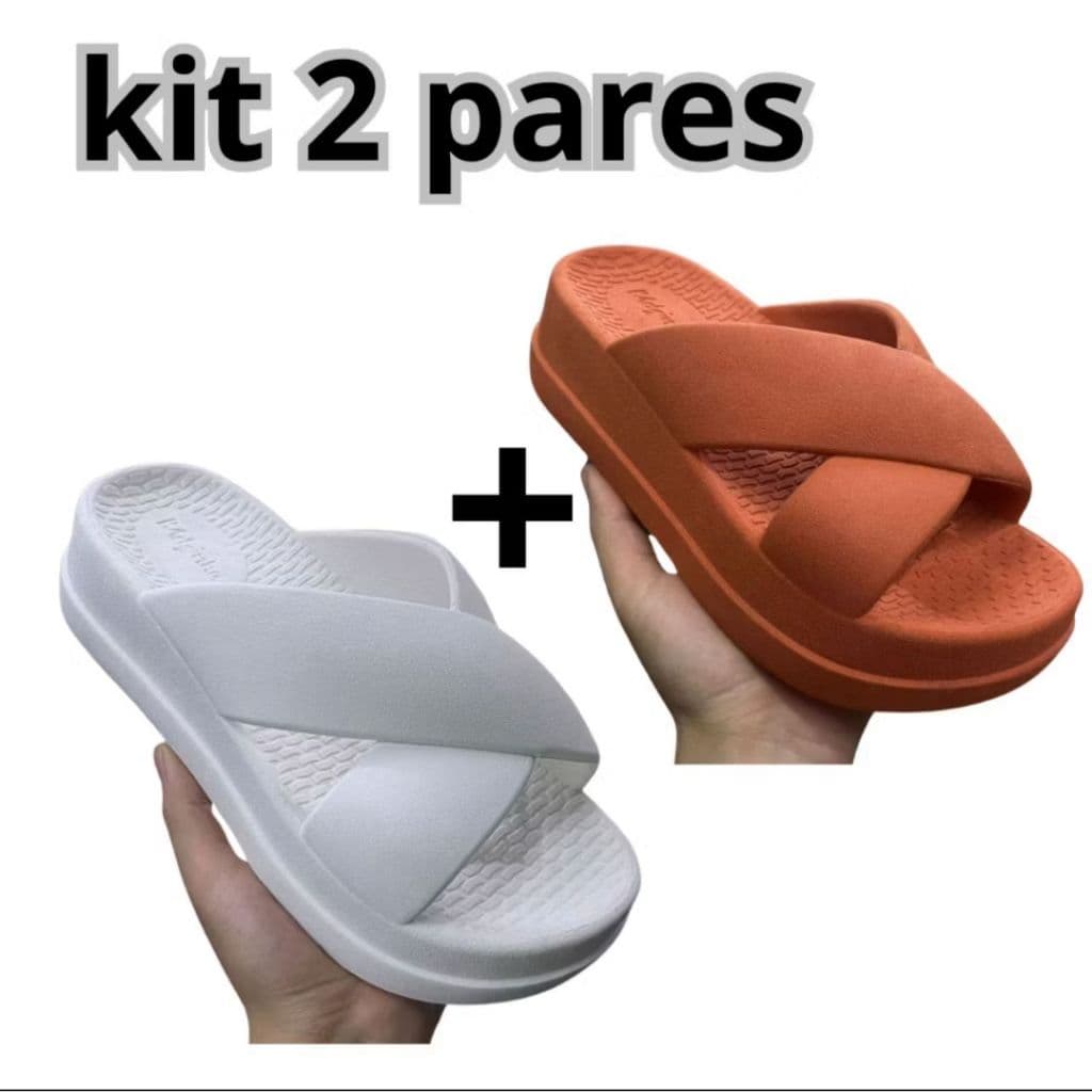 KIT 2 PARES DE CHINELO FLET PUFF X CONFORTAVEL ESTILOSA