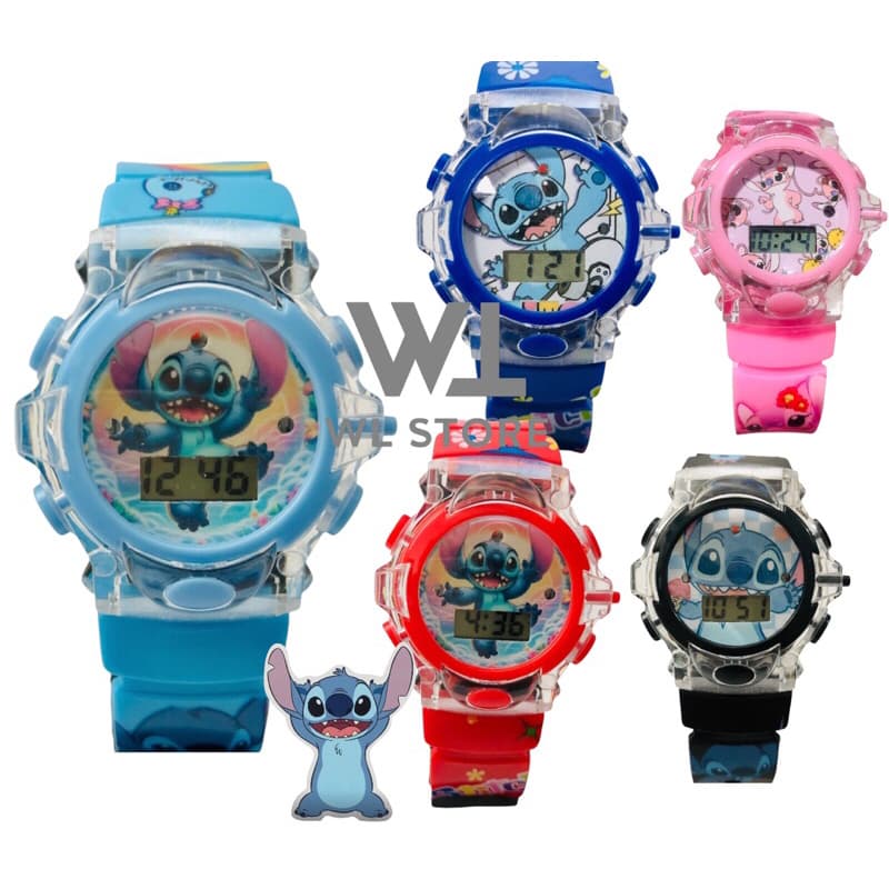 Relogio Infantil do Stich Meninas e Meninos toca música e acende Luz